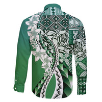 Aloha Vintage Plumeria Hawaiian Tapa Pattern Family Matching Mermaid Dress and Hawaiian Shirt Green Hawaiian Tapa Pattern LT9 - Polynesian Pride