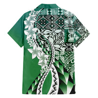 Aloha Vintage Plumeria Hawaiian Tapa Pattern Family Matching Short Sleeve Bodycon Dress and Hawaiian Shirt Green Hawaiian Tapa Pattern LT9 - Polynesian Pride