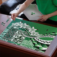 Aloha Vintage Plumeria Hawaiian Tapa Pattern Puzzle Green Hawaiian Tapa Pattern - Polynesian Pride