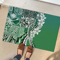 Aloha Vintage Plumeria Hawaiian Tapa Pattern Rubber Doormat Green Hawaiian Tapa Pattern - Polynesian Pride