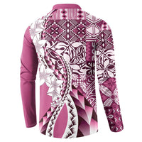 Aloha Vintage Plumeria Hawaiian Tapa Pattern Button Sweatshirt Pink Hawaiian Tapa Pattern - Polynesian Pride