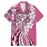 Aloha Vintage Plumeria Hawaiian Tapa Pattern Family Matching Mermaid Dress and Hawaiian Shirt Pink Hawaiian Tapa Pattern LT9 Dad's Shirt - Short Sleeve Pink - Polynesian Pride