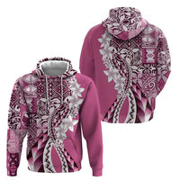 Aloha Vintage Plumeria Hawaiian Tapa Pattern Hoodie Pink Hawaiian Tapa Pattern - Polynesian Pride