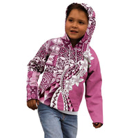 Aloha Vintage Plumeria Hawaiian Tapa Pattern Kid Hoodie Pink Hawaiian Tapa Pattern - Polynesian Pride