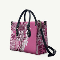 Aloha Vintage Plumeria Hawaiian Tapa Pattern Leather Bag Pink Hawaiian Tapa Pattern - Polynesian Pride