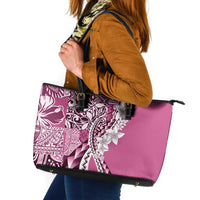 Aloha Vintage Plumeria Hawaiian Tapa Pattern Leather Tote Bag Pink Hawaiian Tapa Pattern - Polynesian Pride