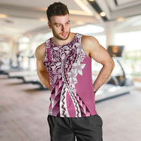 Aloha Vintage Plumeria Hawaiian Tapa Pattern Men Tank Top Pink Hawaiian Tapa Pattern - Polynesian Pride