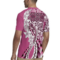 Aloha Vintage Plumeria Hawaiian Tapa Pattern Rugby Jersey Pink Hawaiian Tapa Pattern - Polynesian Pride