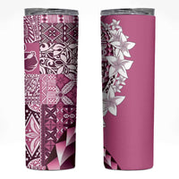 Aloha Vintage Plumeria Hawaiian Tapa Pattern Skinny Tumbler Pink Hawaiian Tapa Pattern - Polynesian Pride