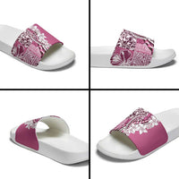 Aloha Vintage Plumeria Hawaiian Tapa Pattern Slide Sandals Pink Hawaiian Tapa Pattern - Polynesian Pride