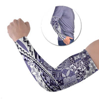 Aloha Vintage Plumeria Hawaiian Tapa Pattern Arm Sleeves Purple Hawaiian Tapa Pattern - Polynesian Pride