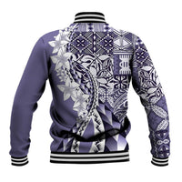 Aloha Vintage Plumeria Hawaiian Tapa Pattern Baseball Jacket Purple Hawaiian Tapa Pattern - Polynesian Pride