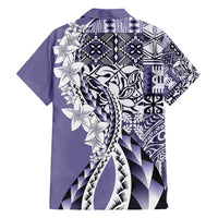 Aloha Vintage Plumeria Hawaiian Tapa Pattern Family Matching Short Sleeve Bodycon Dress and Hawaiian Shirt Purple Hawaiian Tapa Pattern LT9 - Polynesian Pride