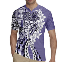 Aloha Vintage Plumeria Hawaiian Tapa Pattern Rugby Jersey Purple Hawaiian Tapa Pattern - Polynesian Pride