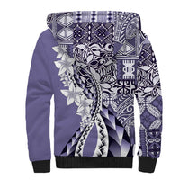 Aloha Vintage Plumeria Hawaiian Tapa Pattern Sherpa Hoodie Purple Hawaiian Tapa Pattern - Polynesian Pride
