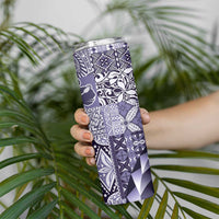 Aloha Vintage Plumeria Hawaiian Tapa Pattern Skinny Tumbler Purple Hawaiian Tapa Pattern - Polynesian Pride