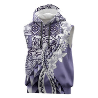 Aloha Vintage Plumeria Hawaiian Tapa Pattern Sleeveless Hoodie Purple Hawaiian Tapa Pattern - Polynesian Pride