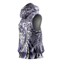 Aloha Vintage Plumeria Hawaiian Tapa Pattern Sleeveless Hoodie Purple Hawaiian Tapa Pattern - Polynesian Pride