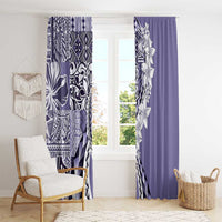 Aloha Vintage Plumeria Hawaiian Tapa Pattern Window Curtain Purple Hawaiian Tapa Pattern - Polynesian Pride