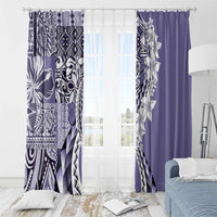 Aloha Vintage Plumeria Hawaiian Tapa Pattern Window Curtain Purple Hawaiian Tapa Pattern - Polynesian Pride