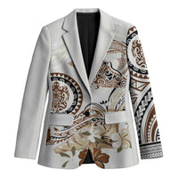 Polynesian Manta Ray Blazer Beige Floral Turtle Tattoo - Polynesian Pride