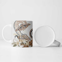 Polynesian Manta Ray Ceramic Mug Beige Floral Turtle Tattoo - Polynesian Pride