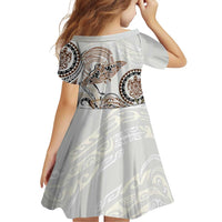 Polynesian Manta Ray Family Matching Puletasi and Hawaiian Shirt Beige Floral Turtle Tattoo - Polynesian Pride