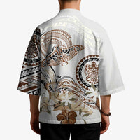 Polynesian Manta Ray Kimono Beige Floral Turtle Tattoo - Polynesian Pride