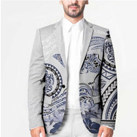 Polynesian Manta Ray Blazer Blue Floral Turtle Tattoo - Polynesian Pride