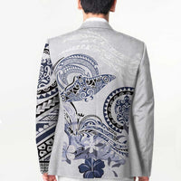 Polynesian Manta Ray Blazer Blue Floral Turtle Tattoo - Polynesian Pride