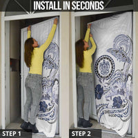 Polynesian Manta Ray Door Cover Blue Floral Turtle Tattoo - Polynesian Pride