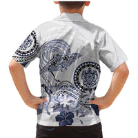 Polynesian Manta Ray Family Matching Mermaid Dress and Hawaiian Shirt Blue Floral Turtle Tattoo LT9 - Polynesian Pride