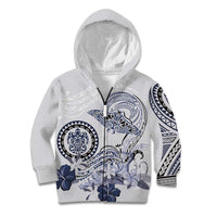 Polynesian Manta Ray Kid Hoodie Blue Floral Turtle Tattoo - Polynesian Pride