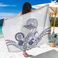 Polynesian Manta Ray Sarong Blue Floral Turtle Tattoo - Polynesian Pride