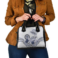 Polynesian Manta Ray Shoulder Handbag Blue Floral Turtle Tattoo - Polynesian Pride