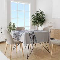 Polynesian Manta Ray Tablecloth Blue Floral Turtle Tattoo - Polynesian Pride