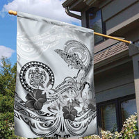 Polynesian Manta Ray Garden Flag Gray Floral Turtle Tattoo - Polynesian Pride