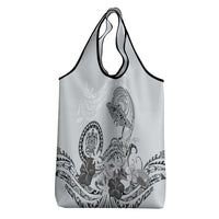 Polynesian Manta Ray Grocery Bag Gray Floral Turtle Tattoo - Polynesian Pride