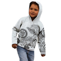 Polynesian Manta Ray Kid Hoodie Gray Floral Turtle Tattoo - Polynesian Pride