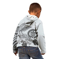 Polynesian Manta Ray Kid Hoodie Gray Floral Turtle Tattoo - Polynesian Pride