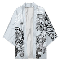 Polynesian Manta Ray Kimono Gray Floral Turtle Tattoo - Polynesian Pride