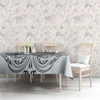 Polynesian Manta Ray Tablecloth Gray Floral Turtle Tattoo - Polynesian Pride