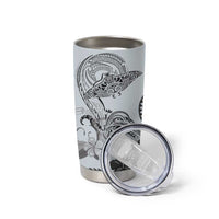 Polynesian Manta Ray Tumbler Cup Gray Floral Turtle Tattoo - Polynesian Pride