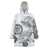 Polynesian Manta Ray Wearable Blanket Hoodie Gray Floral Turtle Tattoo - Polynesian Pride