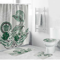 Polynesian Manta Ray Bathroom Set Green Floral Turtle Tattoo - Polynesian Pride