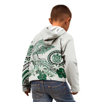 Polynesian Manta Ray Kid Hoodie Green Floral Turtle Tattoo - Polynesian Pride