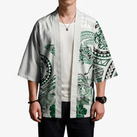 Polynesian Manta Ray Kimono Green Floral Turtle Tattoo - Polynesian Pride