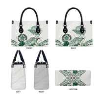 Polynesian Manta Ray Leather Bag Green Floral Turtle Tattoo - Polynesian Pride