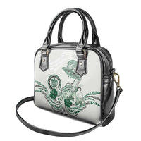 Polynesian Manta Ray Shoulder Handbag Green Floral Turtle Tattoo - Polynesian Pride