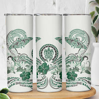 Polynesian Manta Ray Skinny Tumbler Green Floral Turtle Tattoo - Polynesian Pride